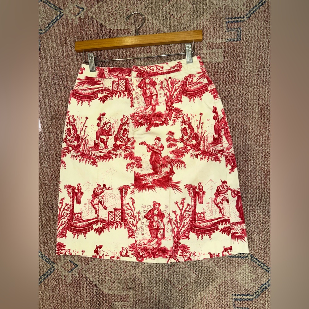 Mossimo size 6 vintage Asian tapestry print stretch pencil midi skirt like new